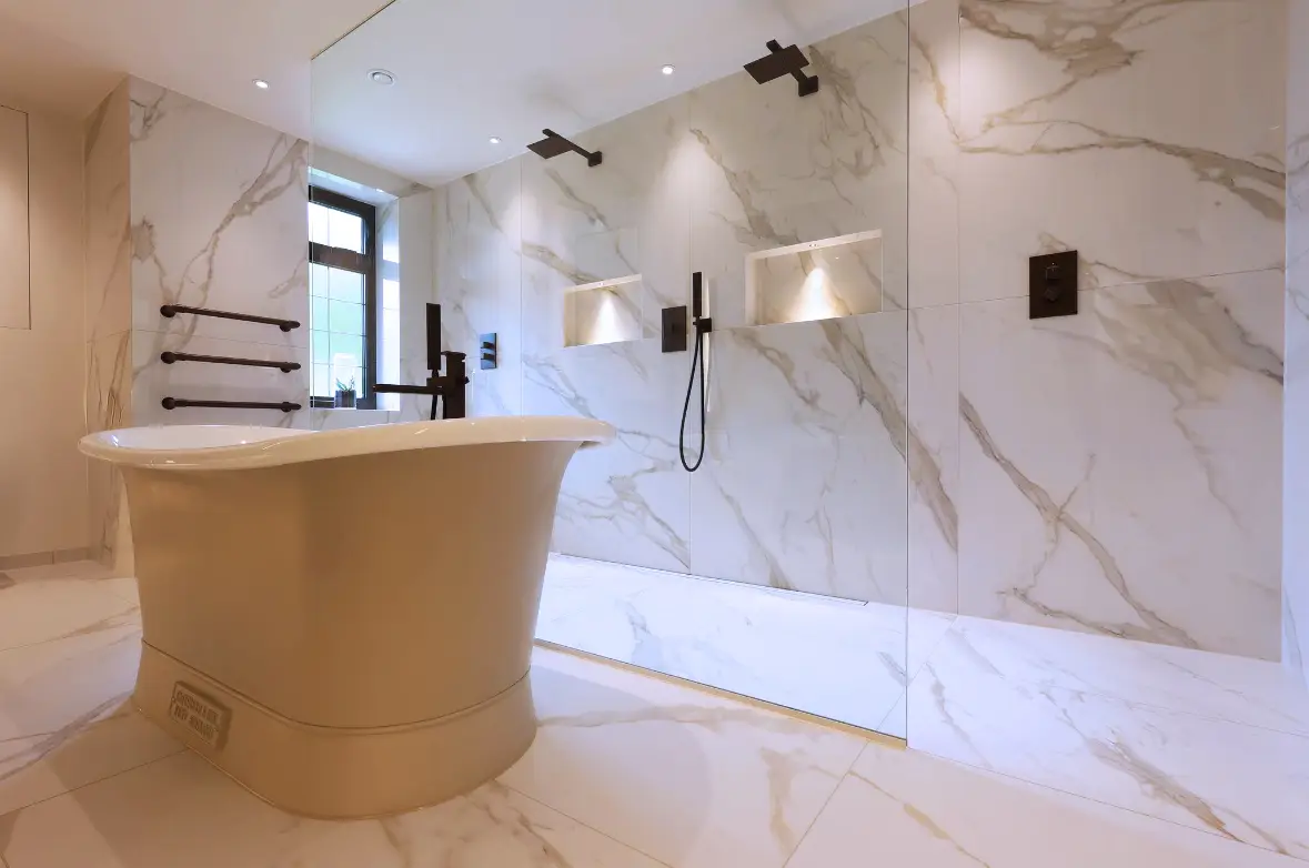 Incredible bathroom fitted inside a prime residential new build in Sevenoaks by Taylor Kings Construction