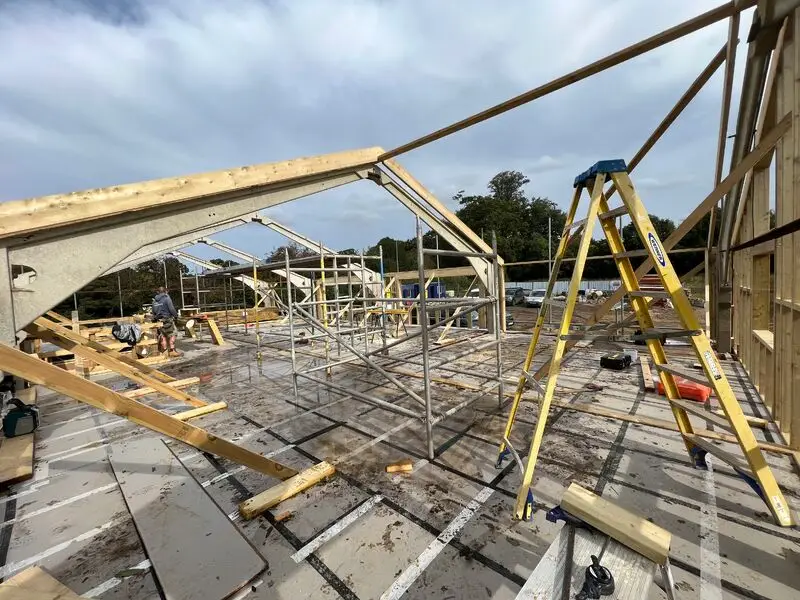 Timber framing on a barn conversion in the Kent countryside