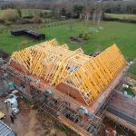 Truss roof frame over a new build house, ready for roof tiling